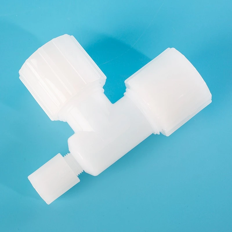 Three-Way Fluoropolymer Tube Fitting Three-Way Fluoropolymer Tube Fitting